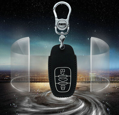 Good Genuine Leather Key Ring Auto Key Bags Smart for Audi A4 - Black